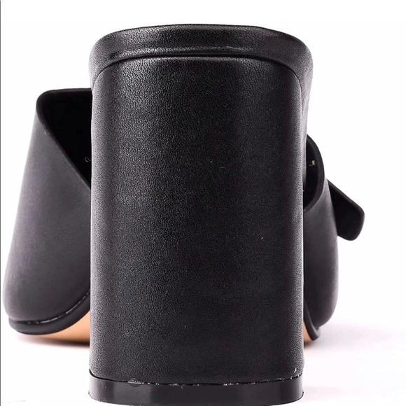 ComeShun Women Low Block Heels Large Buckle Slip On Mules Square Toe - Picture 5 of 5